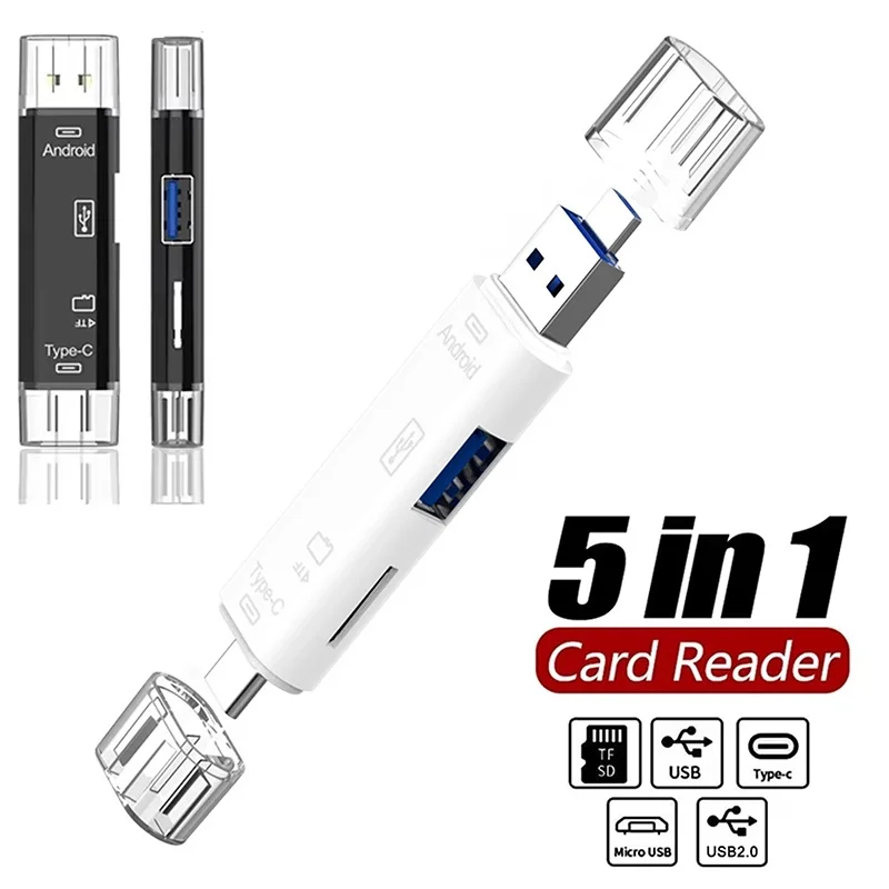 5 In 1 Multifunction Type C Card Reader Adapter OTG TF Micro USB SD Card Reader USB Memory Card For Macbook Huawei Laptop Phone