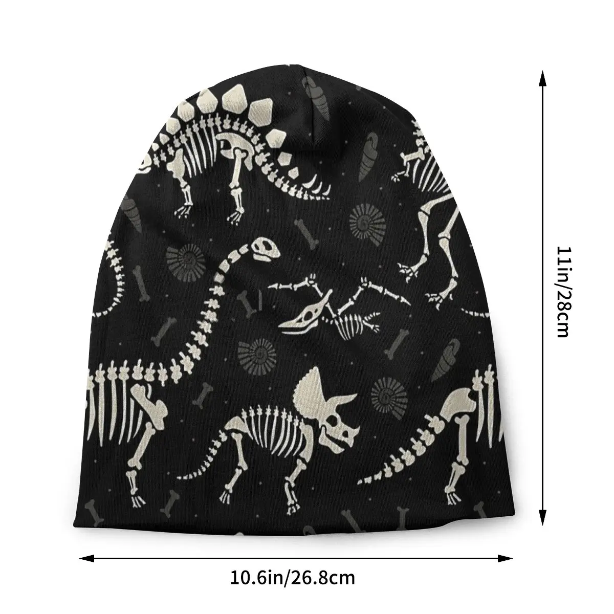 Dinosaur Fossils In Black Hip Hop Graffiti Street Art Spring Autumn Soft Hats Bonnet Sport Pullover Breathable Fitness Turban