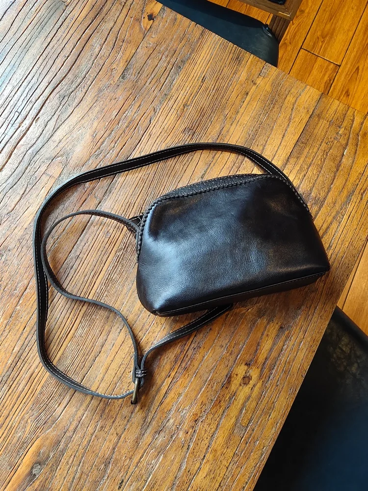 

Handmade Leather oulder Bag Women's Tanned Cowhide Single Crossbody Phone Bag Vintage Sle Square Small Bags for Youth