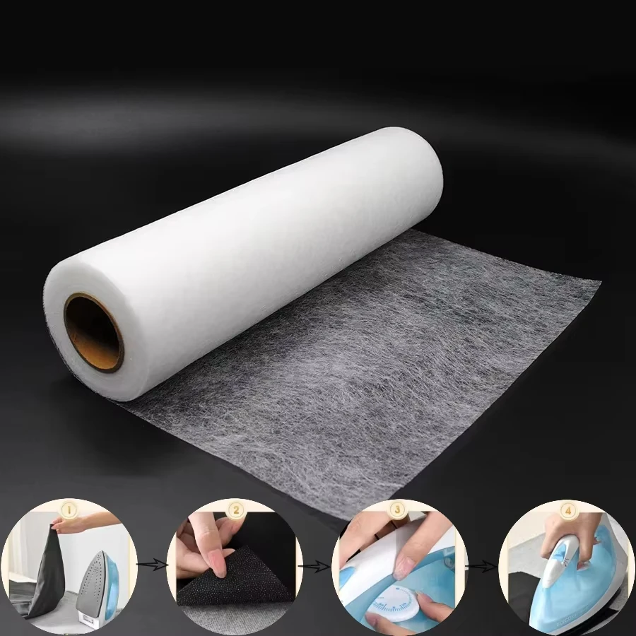Venta al por mayor, 20 m/rollo de tela adhesiva de doble cara, accesorios DIY, tela con forro de retales, tela para planchar, Material blanco termofusible