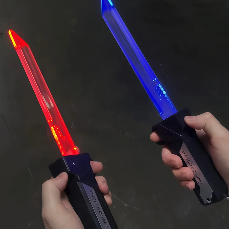 Sabre de luz de lâmina dupla extensível light-up espada brinquedo led piscando alívio do estresse brinquedo para meninos crianças interativo cosplay aniversário