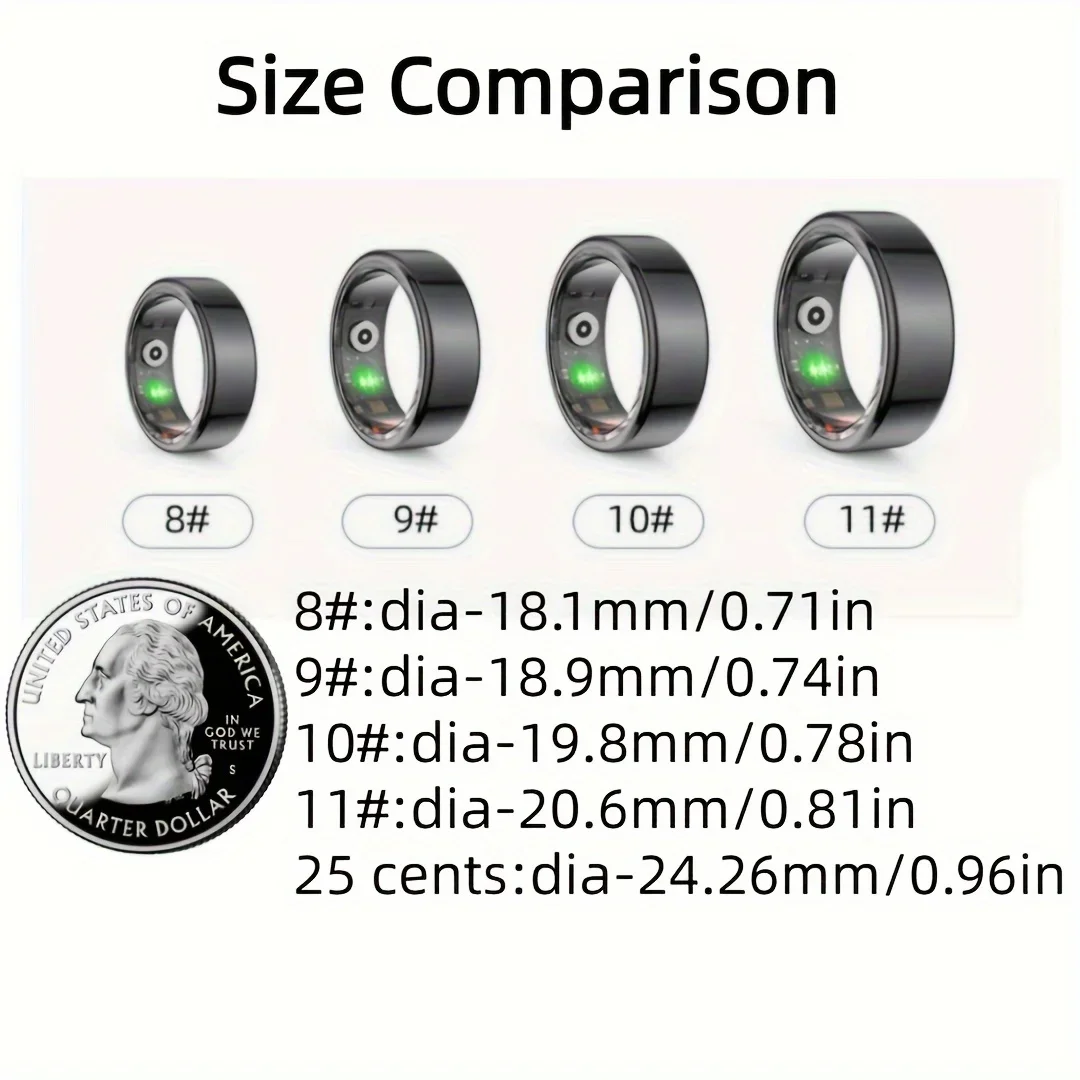 R02 Sports Mode Smart Ring, Wireless Function Step Counting, Stainless Steel Material Novelty Ring for Men's and Women's Fashion