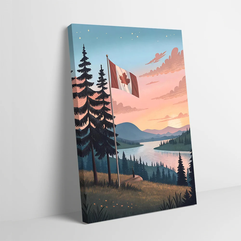 Canadian Sunset Landscape Printing Poster Pictures Wall Art Canvas Painting Gift for Gaming Room Decoration Home Bathroom Decor