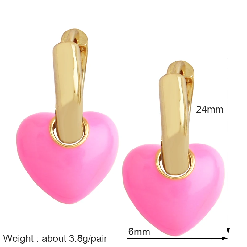 New Design Heart Enamel Earring,Red Pink Blue Rose Fashion Gold Plated Stud Jewelry For Partner Girlfriend Valentine Gift