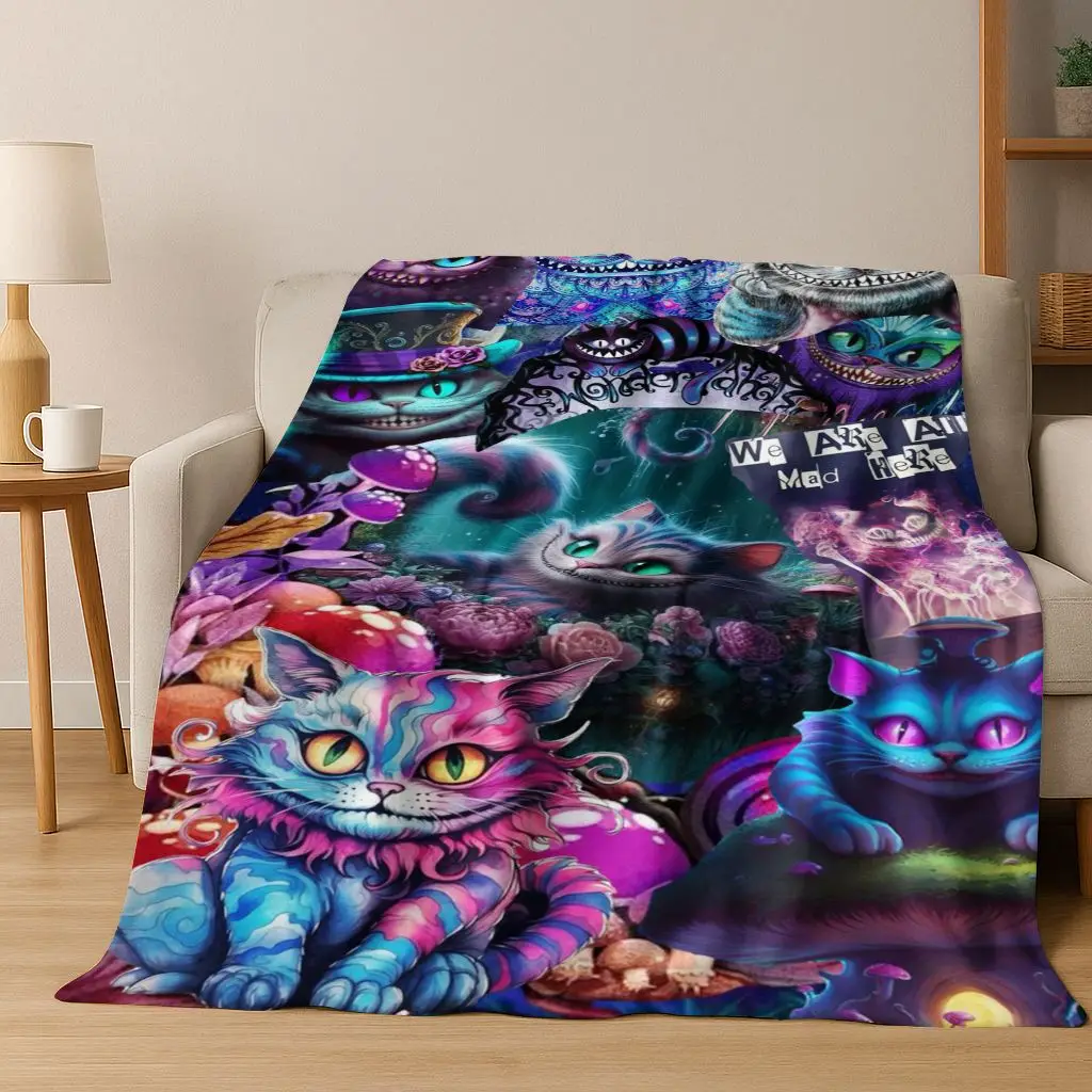 

Dream Cheshire Cat Alice in Wonderland Cartoon Flannel Blanket,Cozy Soft Throw Blanket for Home Bedroom Bed Sofa Cover Gift Kid