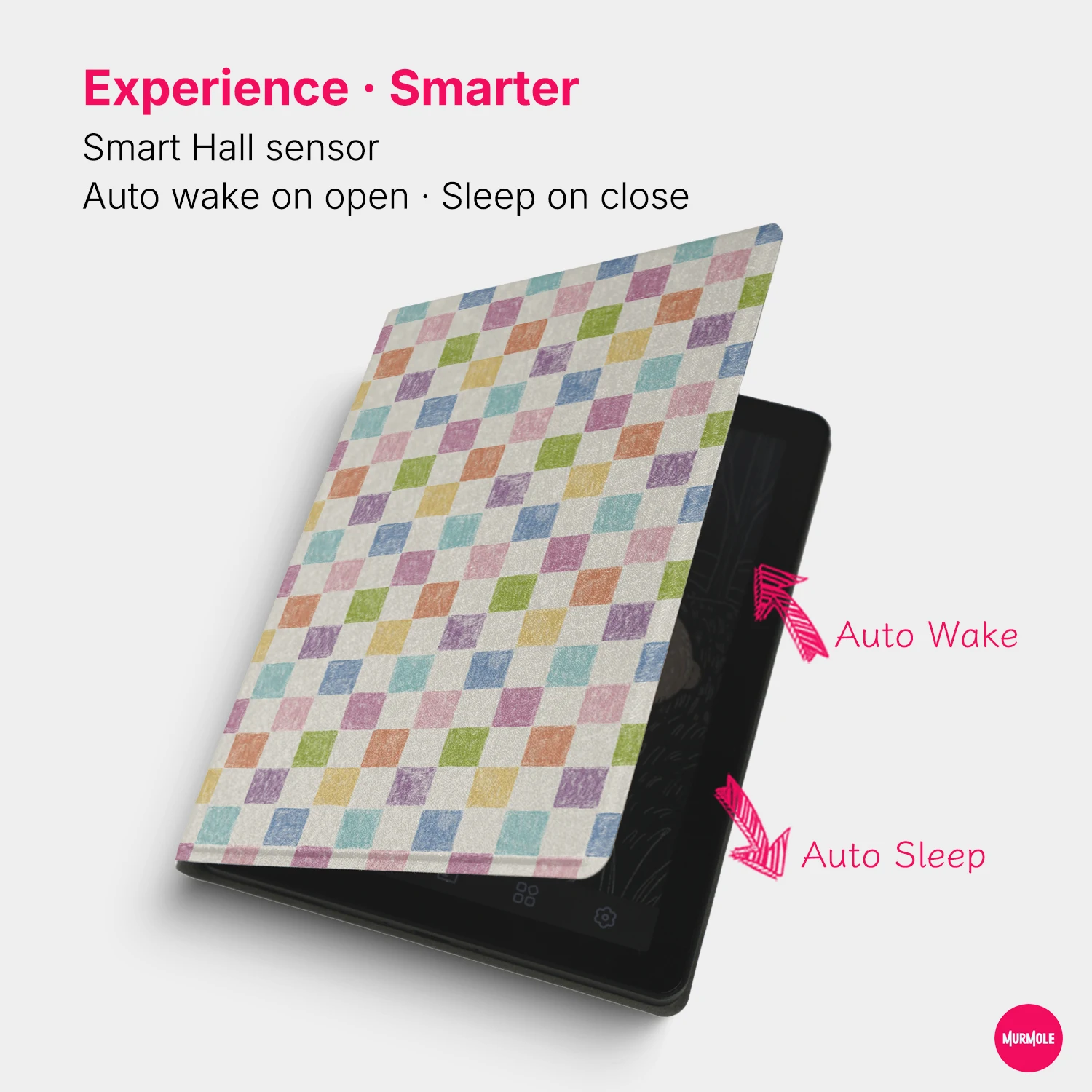 Etui Magnetyczne Murmole Floral Grid Plaid do Bigme B6 6" Ultra Slim Frameless Cover Bez Tylnego Panelu, Ochronne Etui Folio — zdjęcie produktu 3
