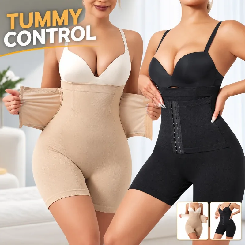 Women High Waist Shaping Reinforced Row-hook Tummy Panties Anti-chafing Hip Lifting Waist Cinch Body Sculpt Girdle Undergarment