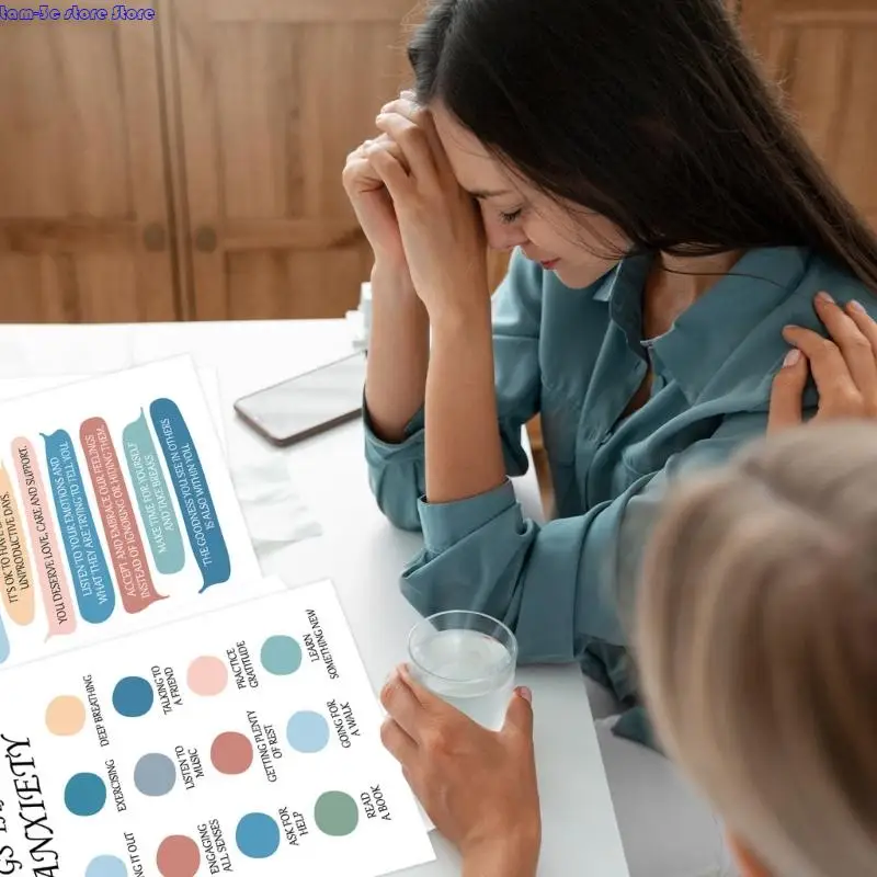 D0UA 12 ورقة من ملصقات ركن تهدئة الفصول الدراسية ملصقات استشارات الصحة العقلية مقاس 10 × 14 بوصة للفصول المدرسية والمكتبية