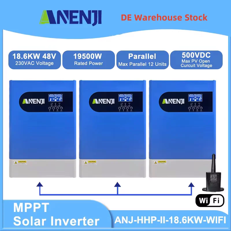 18.6KW عاكس للطاقة الشمسية الهجين 3 المرحلة الموازية 60 إلى 500VDC شاحن PV عالي 380 فولت شبكة التعادل MPPT العاكس مع WIFI BMS