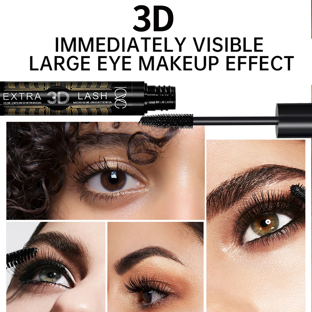 Icvc 3d Fiber Mascara Zwart Natuurlijk Slank Volume Snel Droog Langdurig Dik Krullen Verlengende Waterdichte Make-Up Mascara