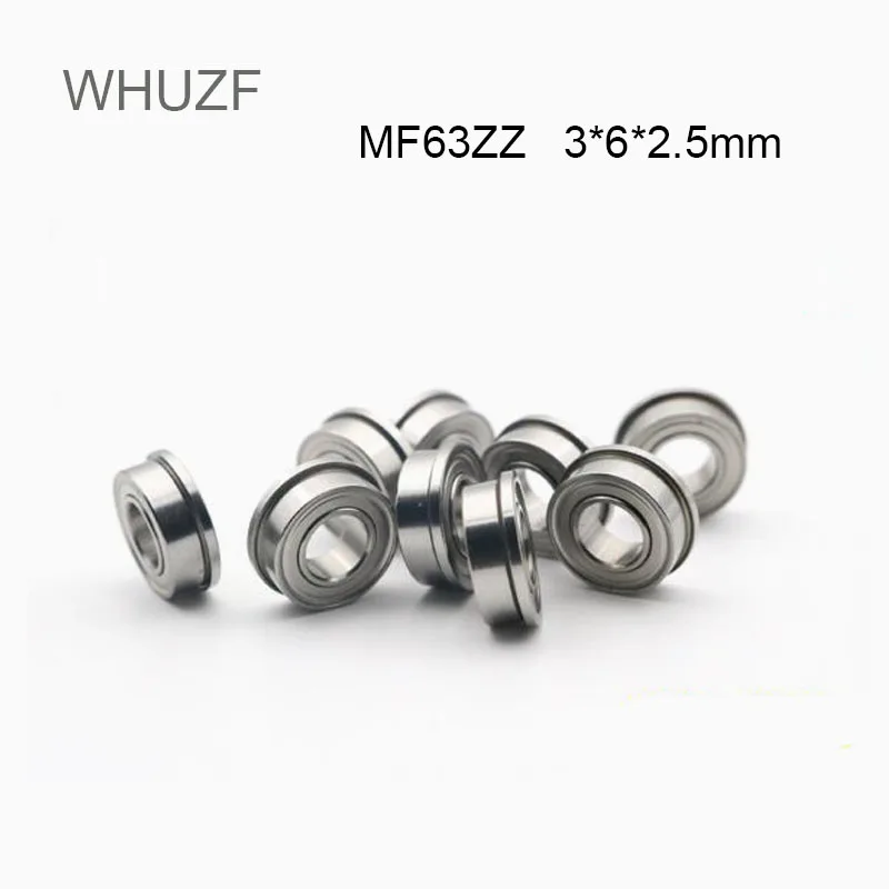 WHUZF Free Shipping 10/20/50pcs MF63ZZ Flange Bearing 3x6x2.5 mm ABEC-3 Miniature Flanged MF63 Z ZZ Ball Bearings