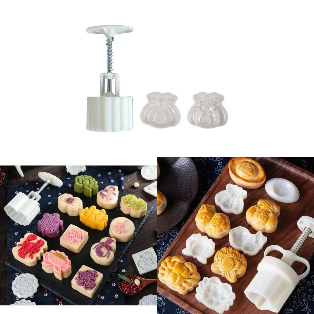 Hand Pressure Moon Cake Mold for Mid-Autumn Festival 50g Lucky Bag Cookie Cutter