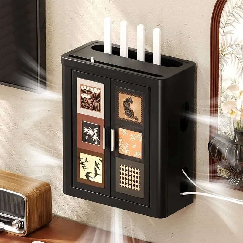 Plastic WiFi Storage Box Power Strip Broadband Modem Desktop Router Storage Box Organizing Cable Router Storage ZG475
