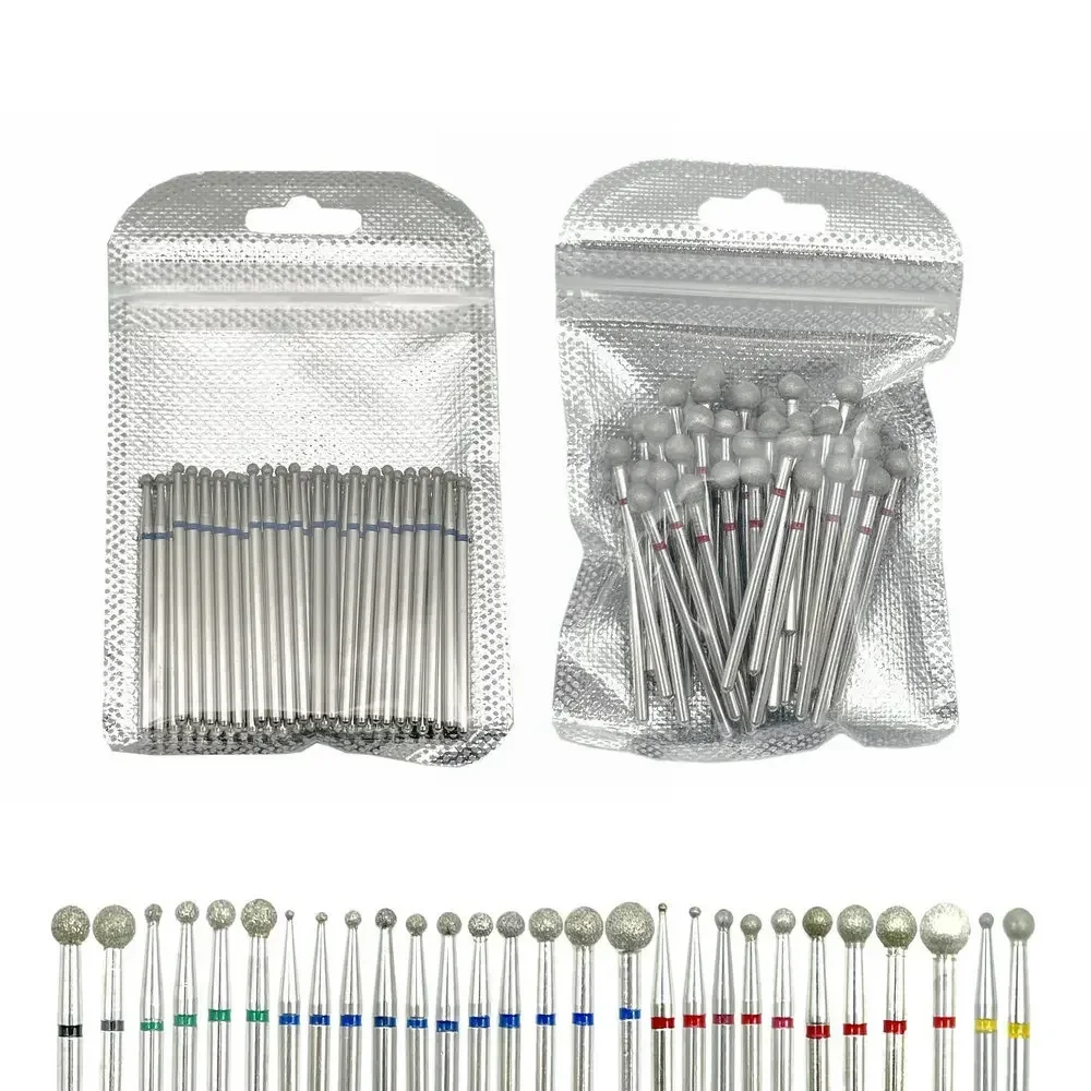 50pcs Ball Shape Nail Diamond Drill Bit for Electric Manicure Machine Nail Accessories Nail Mills Cutter 