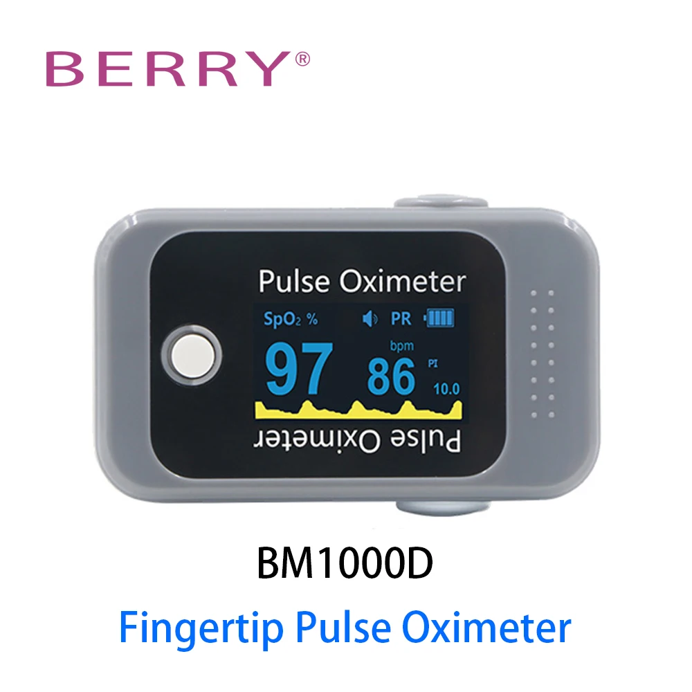 

BERRY BM1000D Finger Pulse Oximeter Oxygen Saturation Heart Rate Perfusion Index Monitor OLED Display Home Medical Health Care