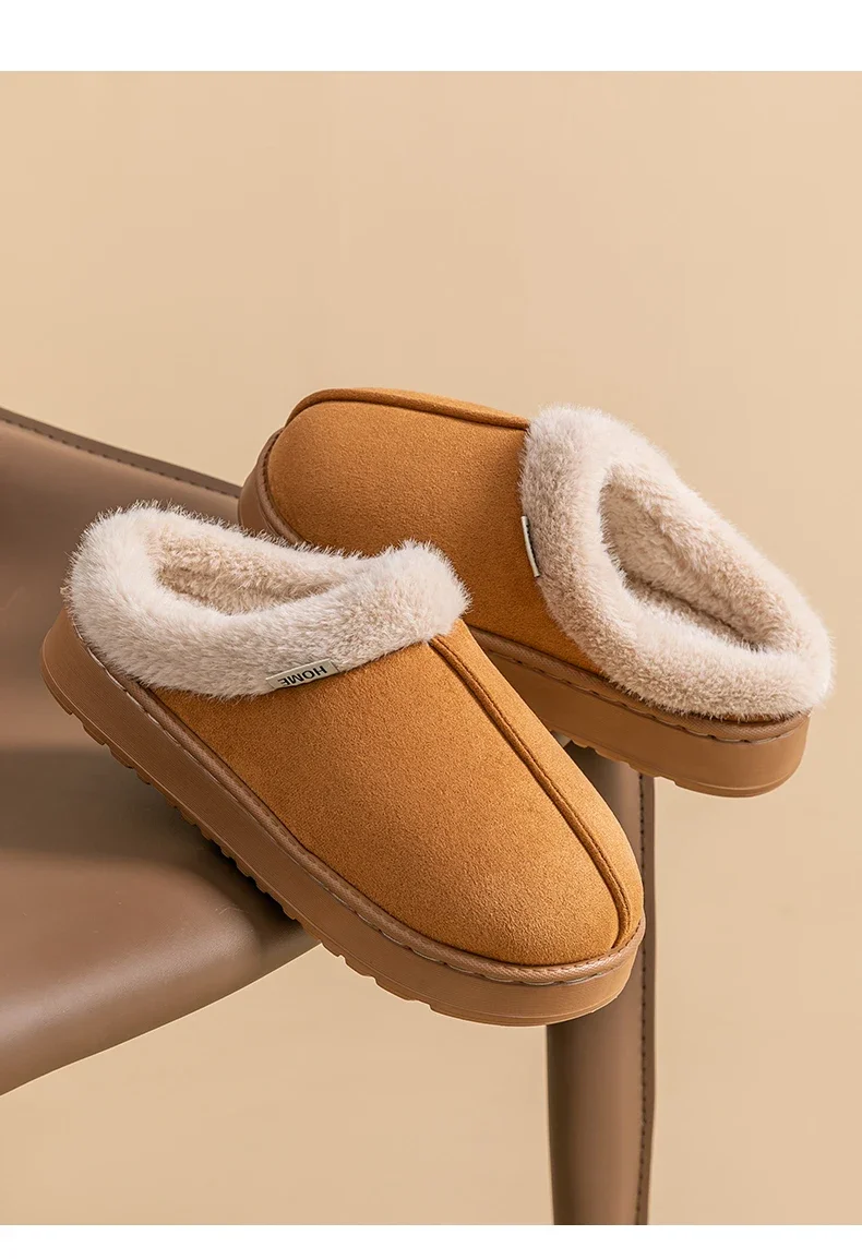 Modische Damen-Hausschuhe mit Flausch für Herbst und Winter, Innenbereich, EVA-Sohle, rutschfest und warm, Unisex-Hausschuhe für den Winter – Detail 9