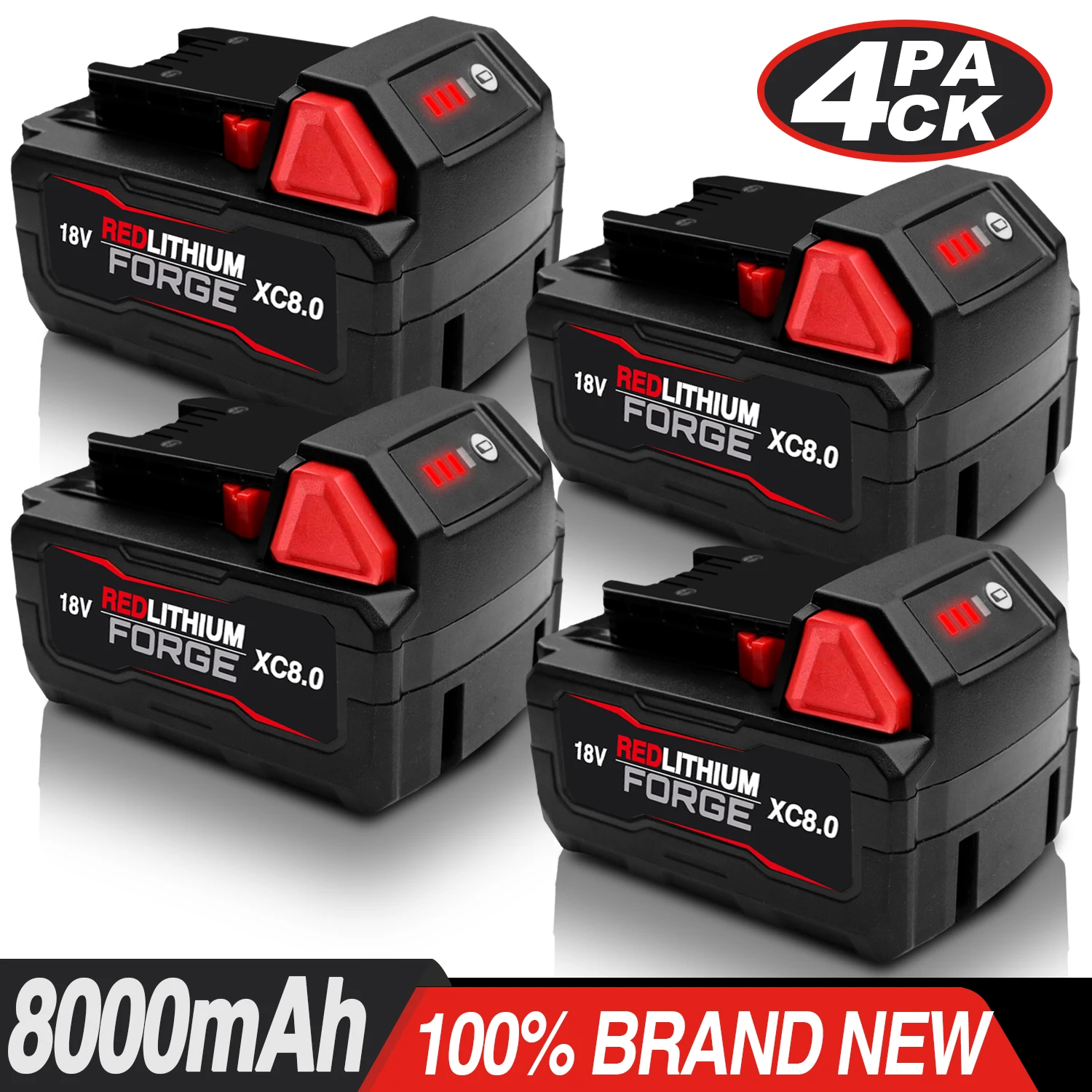 Suitable for the Original Milwaukee M18 FORGE REDLITHIUM Battery, 18V 6.0Ah Genuine Rechargeable Lithium-Ion Battery Pack, Compatible with the Complete M18 Tool System