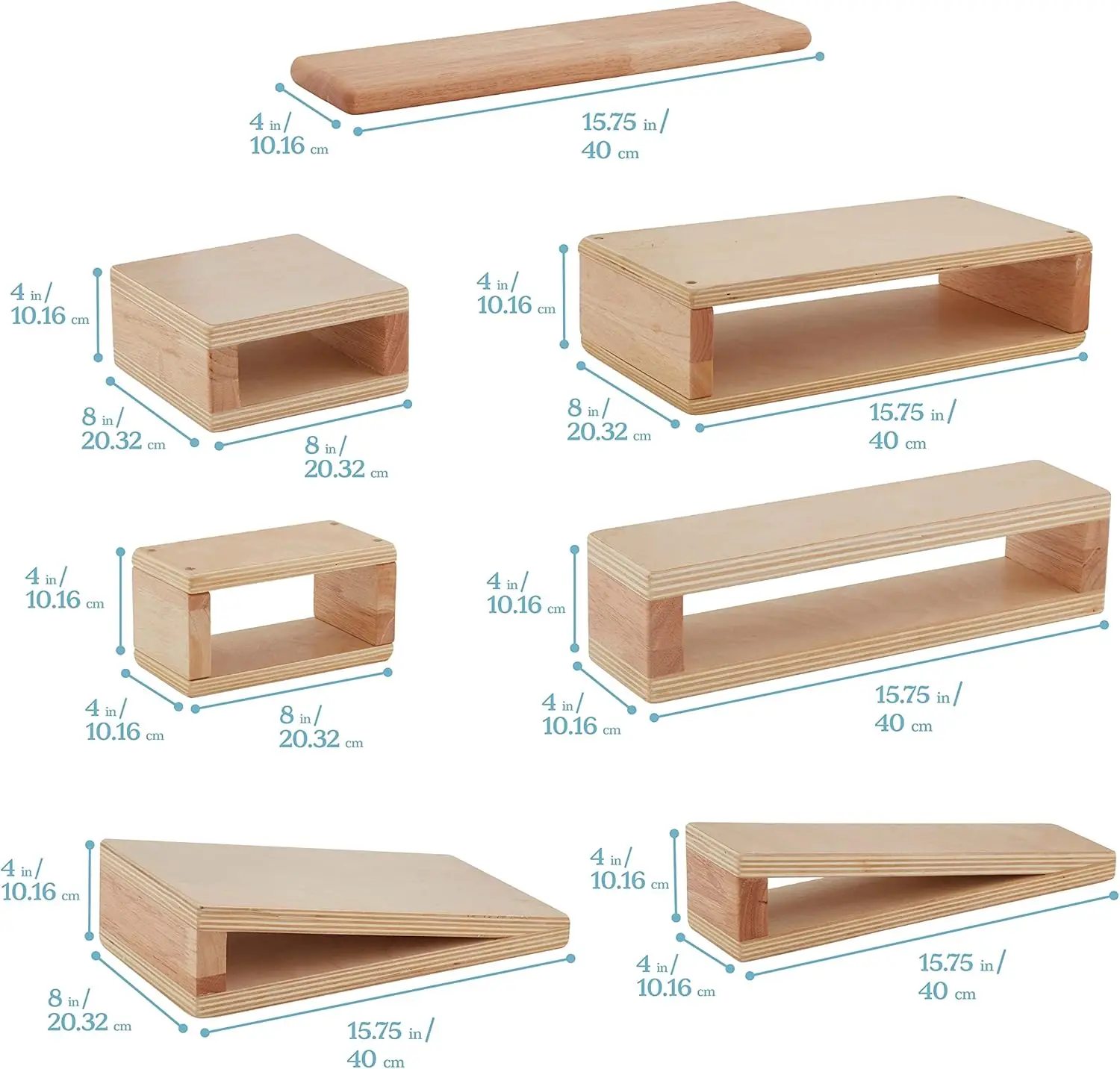 Hohlblock-Set, Holzspielzeug, natur, 18-teilig