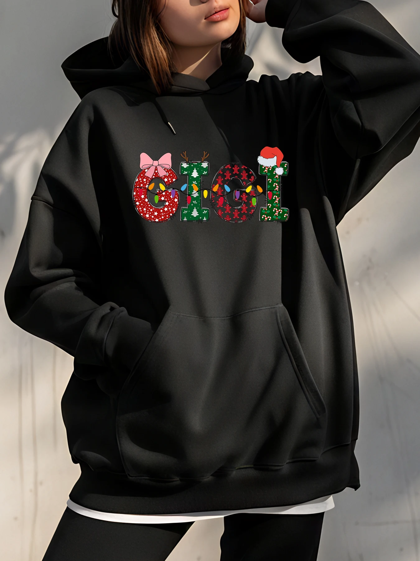 

Рождественская толстовка с капюшоном, женская толстовка с рождественским принтом, повседневная праздничная одежда, женская зимняя модная уличная одежда