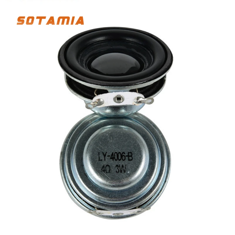 SOTAMIA 2Pcs 40MM Mini Speaker 4 Ohm 3W 16 Core Full Range Audio Sound Amplifier Speaker Round PU Side Home Theater Loudspeaker