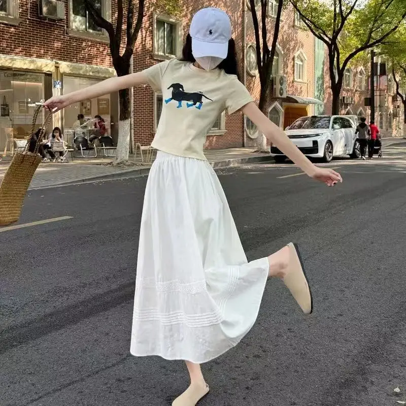 

White Skirt For Women Patchwork Lace A-line High Waist Loose Saia Fashion Summer Jupe 2026 Faldas Mujer De Moda Korean Skirts