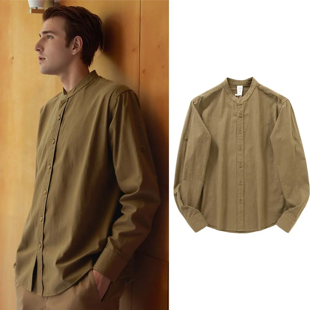 

Men Shirt Cotton 100℅ Autumn Long Sleeve Elegant Old Money Man Social White Japanese Style Streetwear Fashion Blouse Top