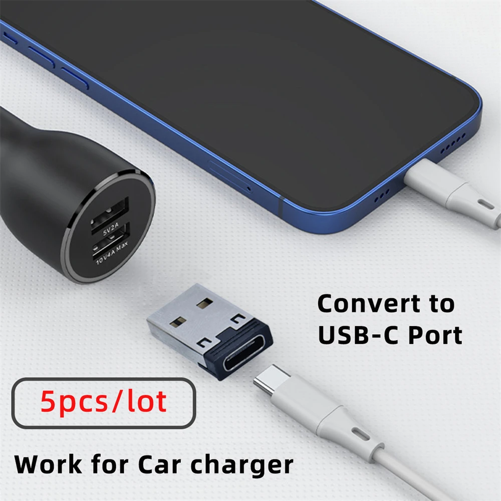 Cablecc 5pcs Type C USB-C Female to USB 2.0 A Male Data 480Mbps Power Adapter for Laptop Tablet Phone