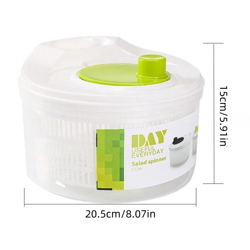 1Pc/Household Vegetable Salad Dehydrator Kitchen Vegetable Washing Hand-Cranked Spinner Double-Layer Draining Vegetable Basin Se