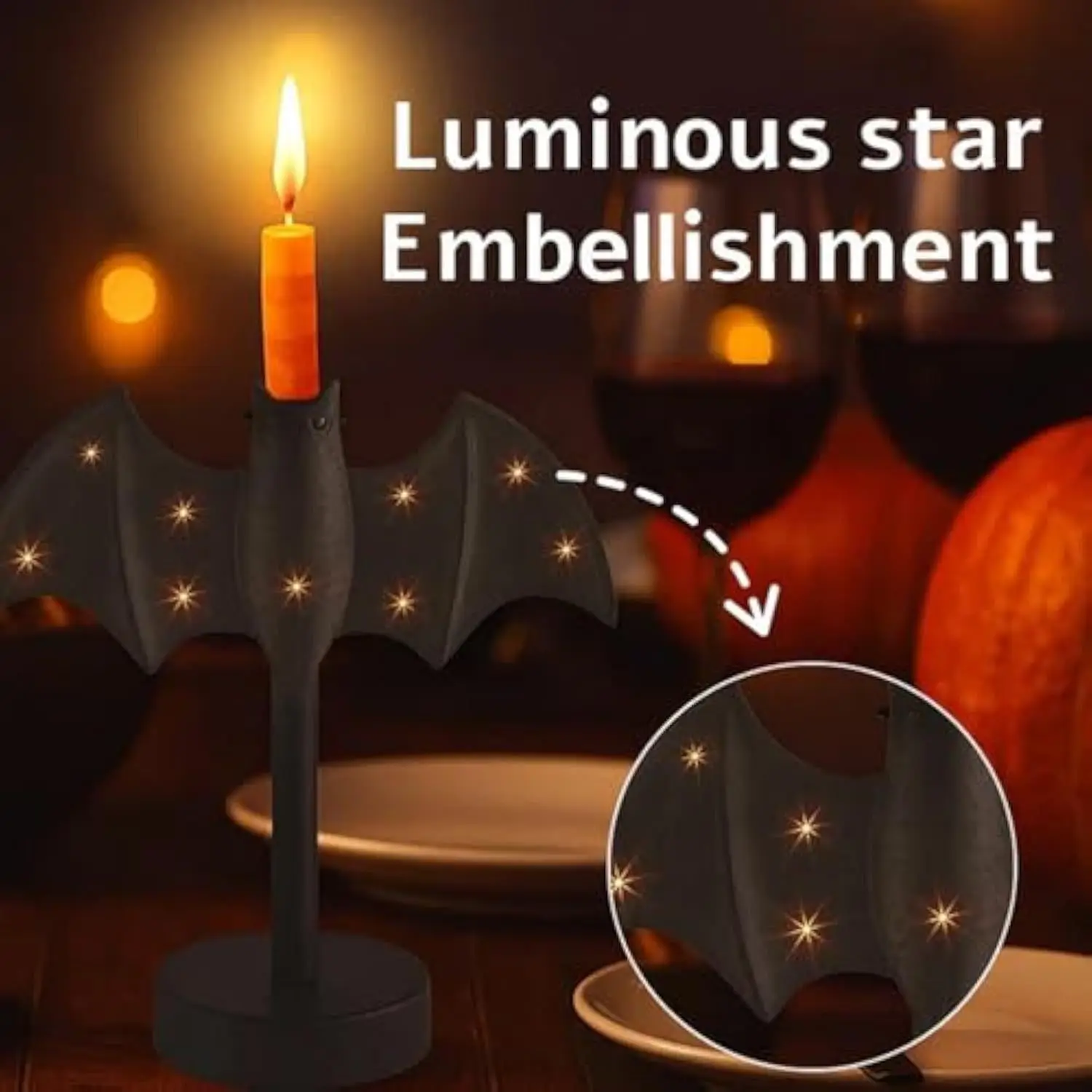 

Light Up Bat Candlestick Large Twinkle Bat Candle Holders Halloween Candelabra Centerpiece Gothic Desktop Decoration For Party