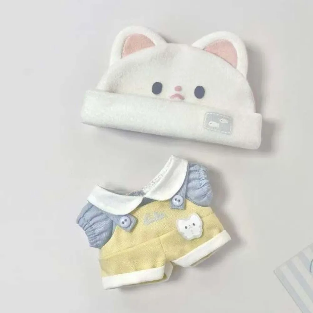 1 set DIY Clothing Cat Hat 10cm Cotton Clothes Strap Pants Mini Clothes Outfit Cute Creative Dress Up Set Children's Gift