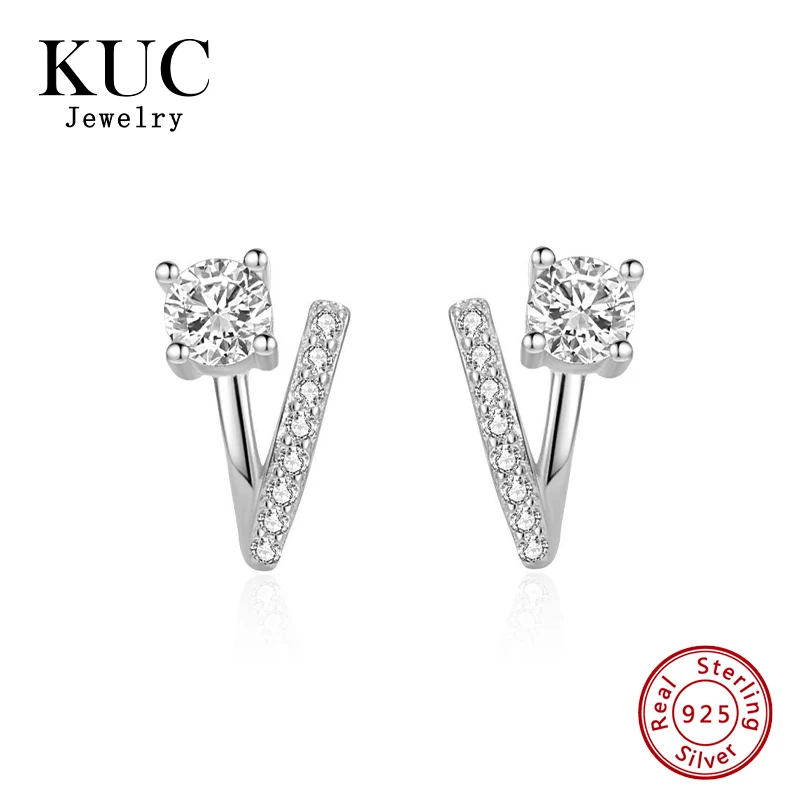 

Fashion V-Shape Designer Korean 925 Sterling Silver Stud Earring for Girls Pave Zircon Fine Jewelry Earrings