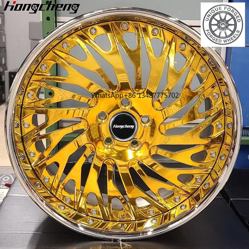 New style 21 22 24 26 Inch Forged Gold Face Chrome Lips Deep Lip Alloy Wheels For Donk For C10 For Impala SS For Cadillac