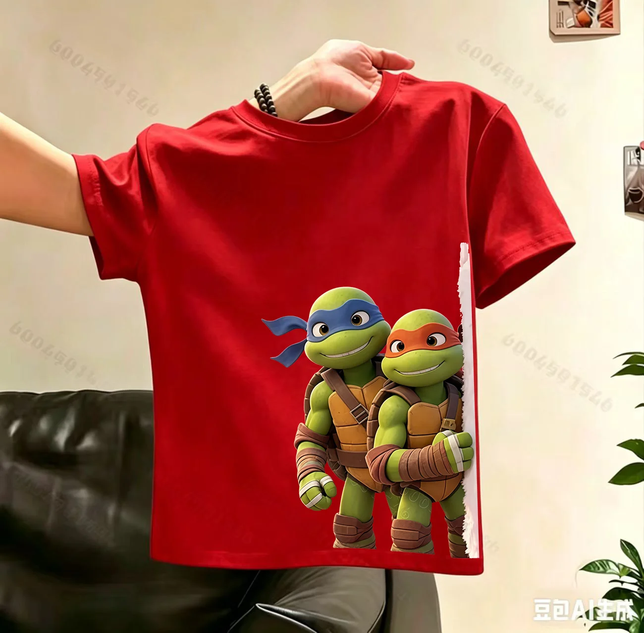 Ninja Turtles Kinder-Kurzarm-T-Shirt im neuen Sommerstil für Jungen und Mädchen mit Cartoon-Print, atmungsaktives Oberteil aus reiner Baumwolle – Detail 7