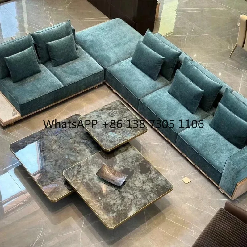 

Atmospheric light luxury fabric sofa living room modern large flat-floor villa creative large corner sand