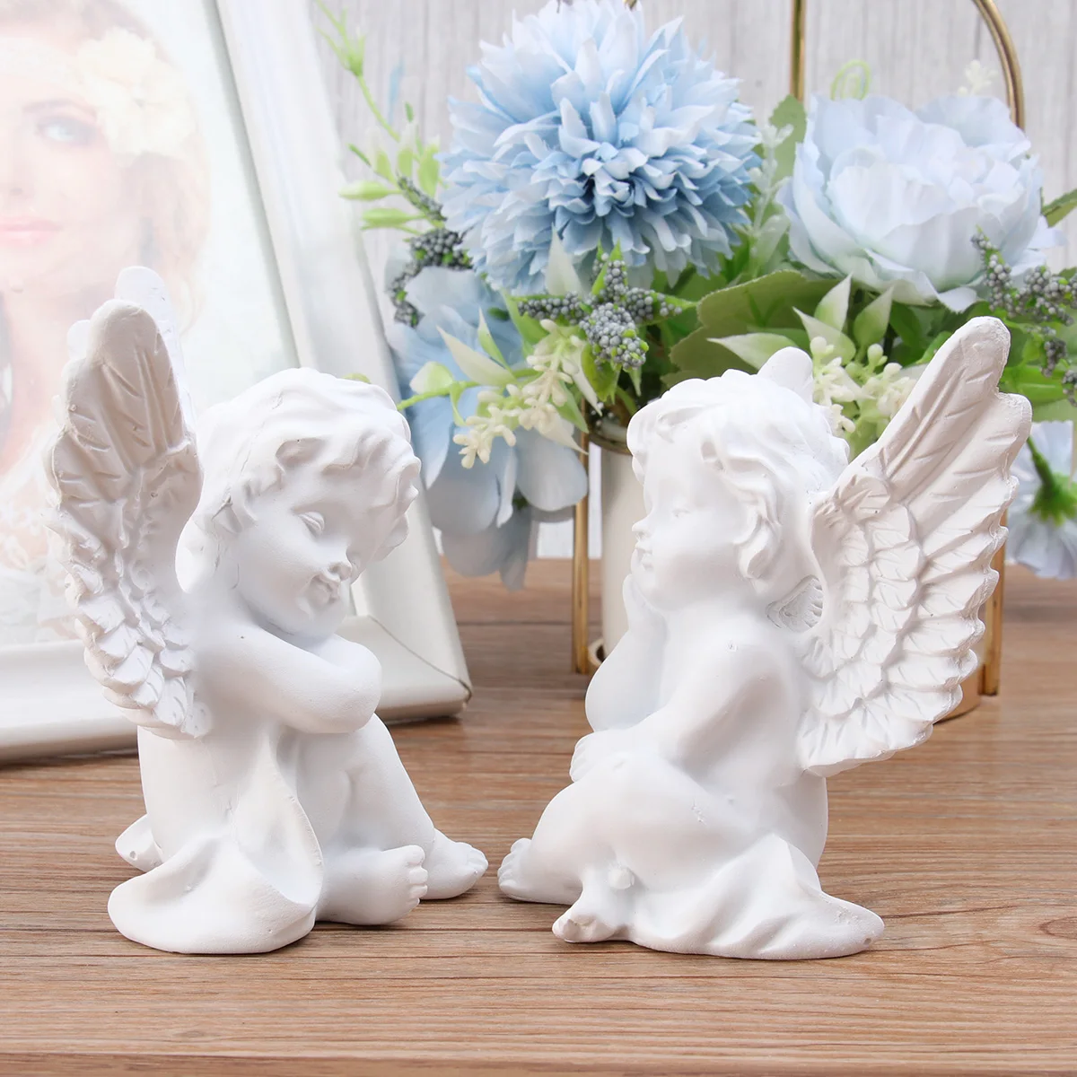 

Praying Statue Ornament Home Decor European Style Christmas White Living Room Bedroom Party Resin Craft Home Angel Resin Angel