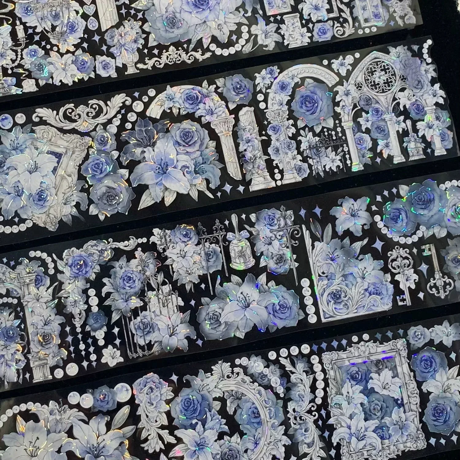 

3.25 Washi Pet Tape 1 Loop Quiet Lost Paradise Shiny Light, Glacier, Blue Castle Flower Polco Decorating Journaling Valley Beaut