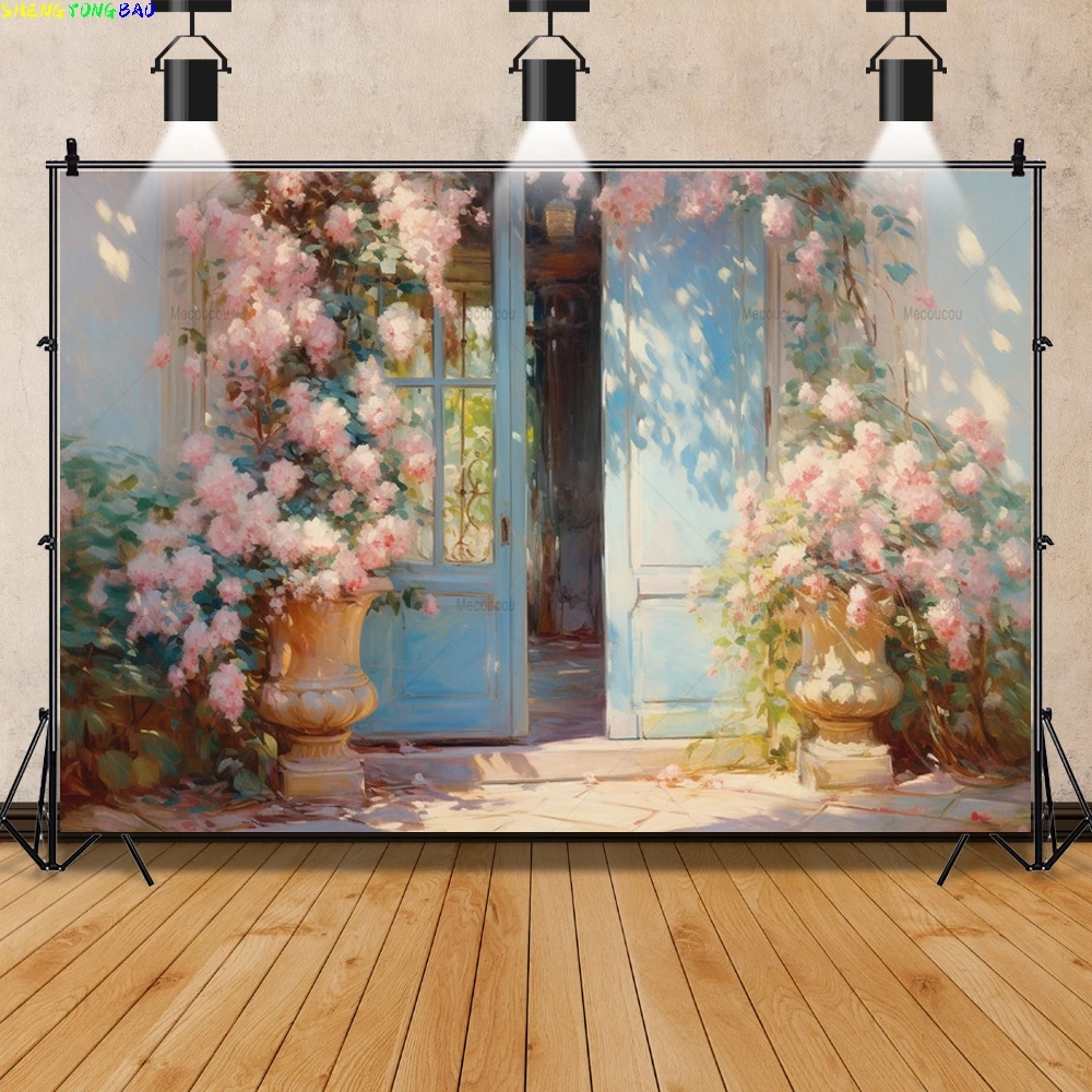Fresh Flower Princess Castle Children's Room Photography Backdrops Girl Birthday Photo Studio Background CU-01