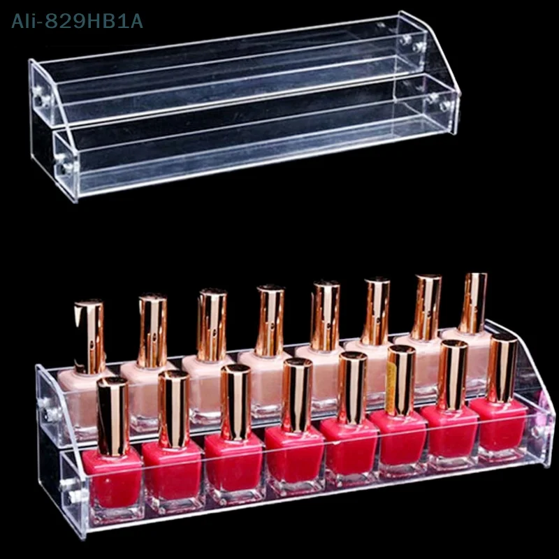 2 Layer Nail Polish Display Box Clear Acrylic Multifunctio Organizers Lipstick Jewelry Polishing Sand Strip Toolbox Makeup Box