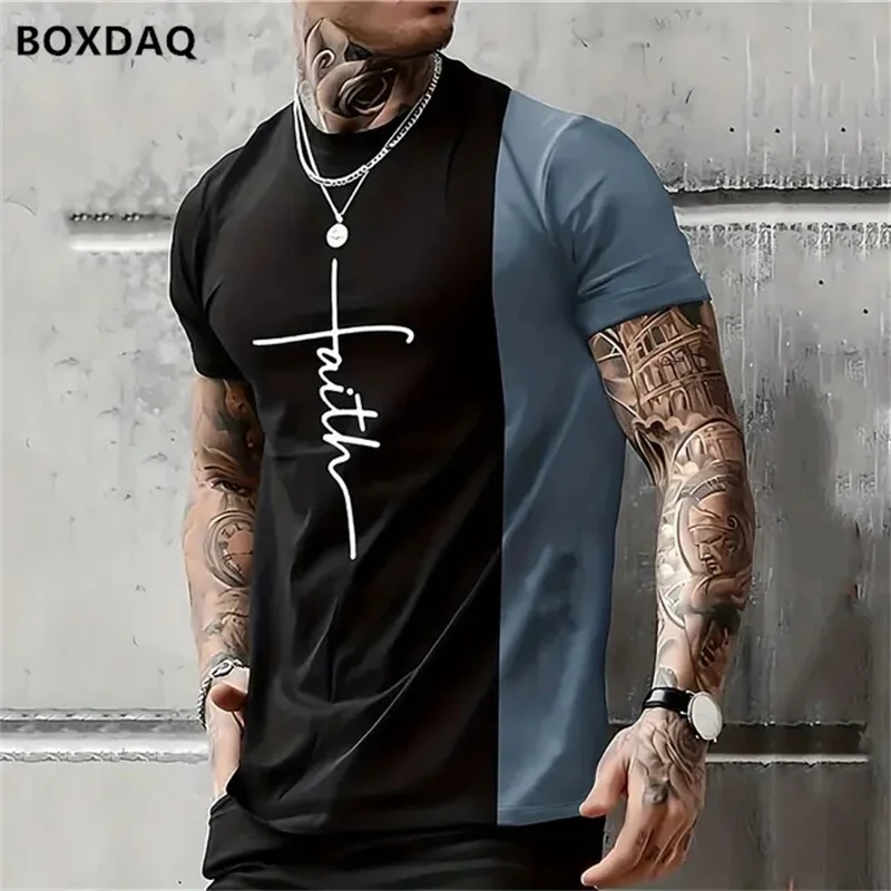 Trend Men\'s T-Shirts Letter Print High Quality O-Neck Tee Everyday Casual Clothing Sports Fitness Oversized Tops 6XL Plus Size