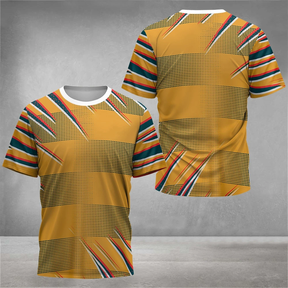 Men Gradient Double Sided Print Sports T-shirt, Crew Neck Quick Dry Short Sleeve Tee Casual Training Athletic Summer Top