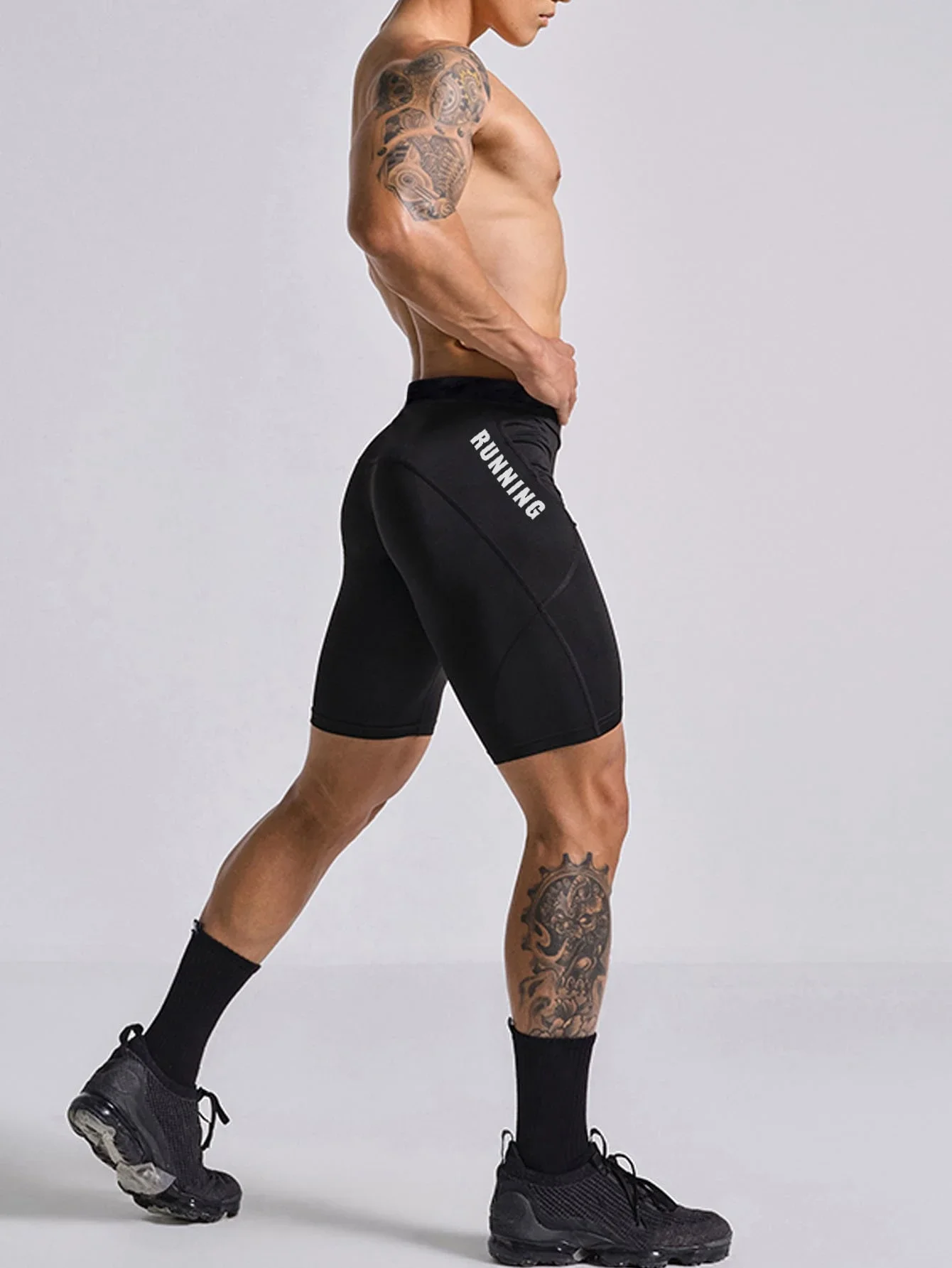 

Мужские компрессионные шорты для бега и фитнеса, дышащие, эластичные в 4 направлениях, облегающие, черные