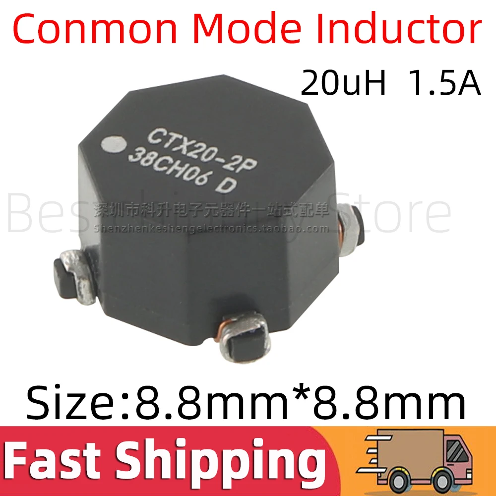 5pcs CTX20-2P-R SMD Dual Winding Coulped Inductor 20UH 1.5A Common Mode Filter Transformer SMT Surface mount CTX20-2P