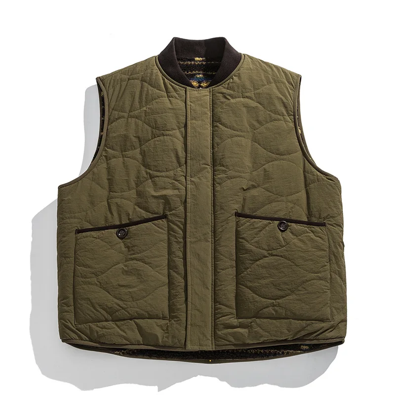 Amekaji Reversible Japanese-Inspired Vest Unisex Oversized Heavyweight Utility Vest in American Retro Style 2025 Autumn Winter