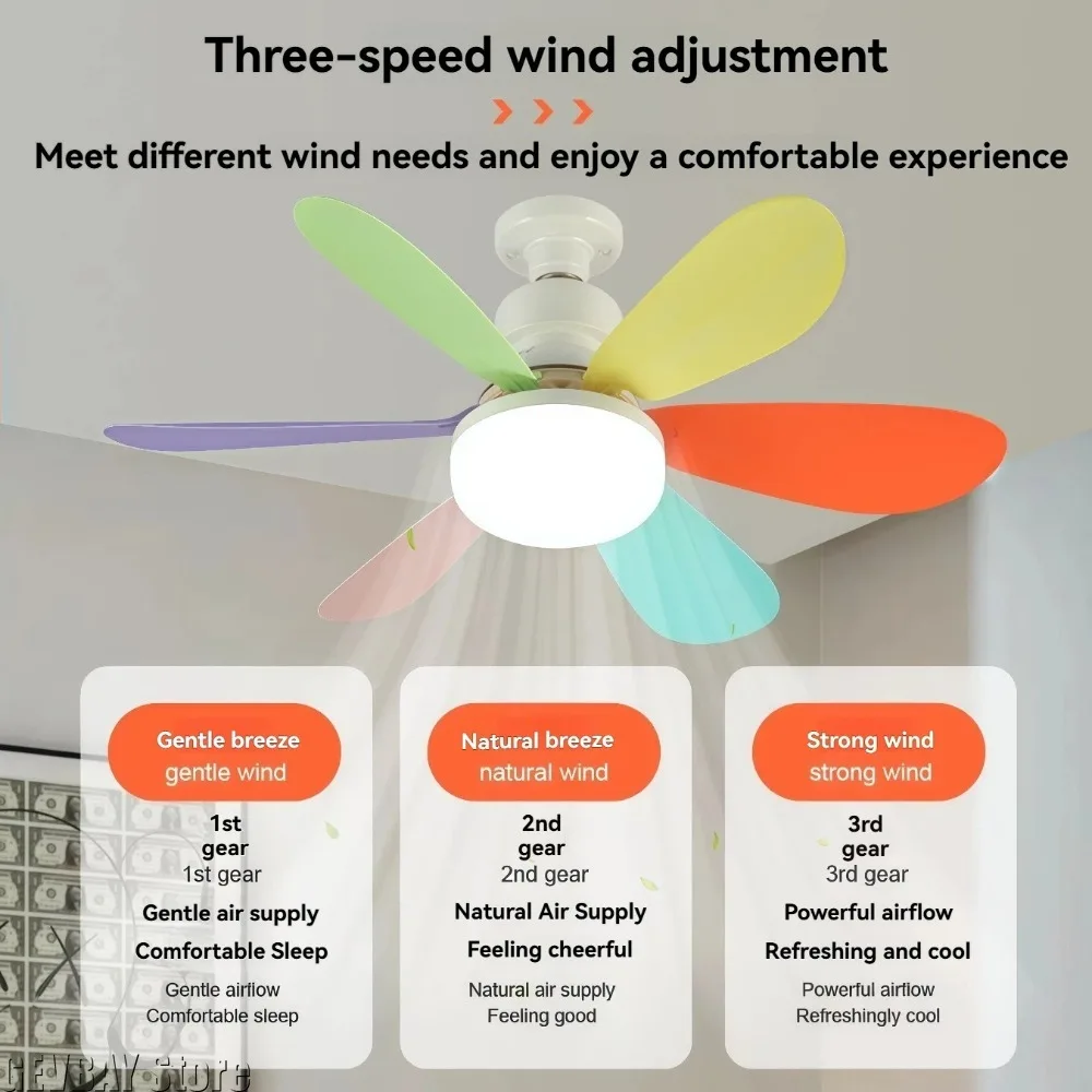 Minimalist Remote Control Ceiling Fan Light with Dimmable Function, E27 Lamp Base Silent Design 40W LED Lighting Fixture