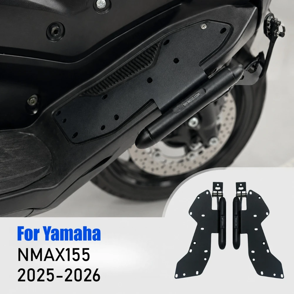 For Yamaha NMAX155 NMAX 155 2025-2026 Motorcycle Bumper Metal Guardrail Footrest Footboard Pegs Spotlight Bracket Accessories