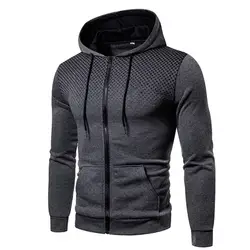 New Autumn Men's Zip Print Hoodie, Casual Solid Hooded Sweatshirt with Long Sleeves, Streetwear Hooody Coat for Male