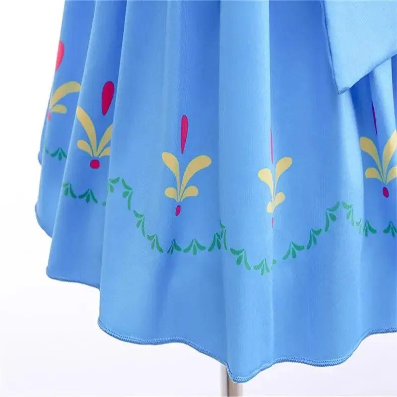 فستان الأميرة الصيفي الجديد فروزن آنا بيبي بأكمام قصيرة للفتيات الصغيرات المطبوع أزياء تنكرية لحفلات أعياد الميلاد للأطفال ملابس كرنفال #6