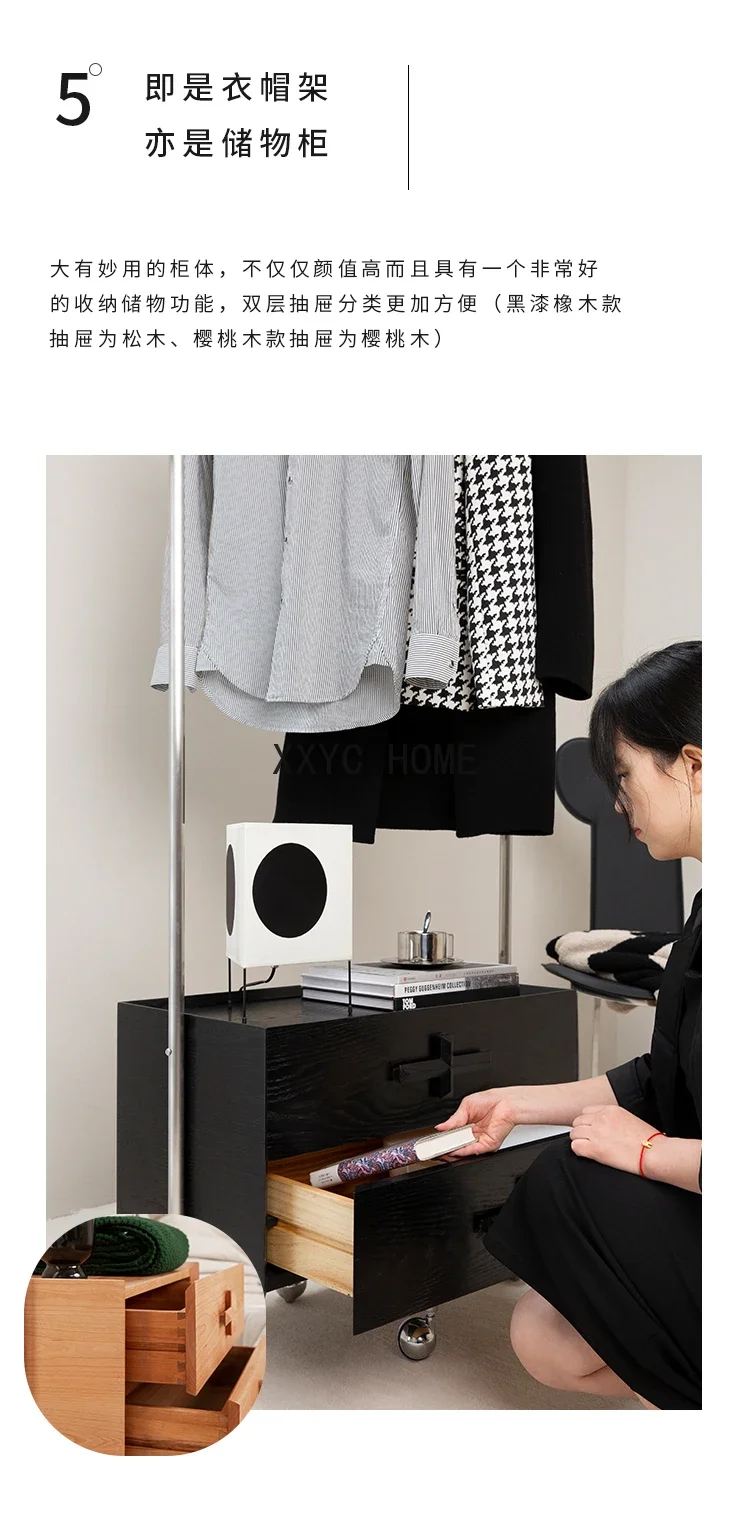 Вешалка для одежды из цельного дерева, напольная угловая многофункциональная передвижная вешалка из нержавеющей стали для спальни