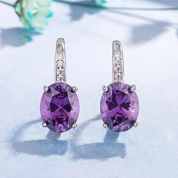 DIWENFU S925 Silver Sterling Amethyst Earring for Women Fine Aretes De Plata De Ley 925 Mujer Orecchini Bizuteria Gemstone Box