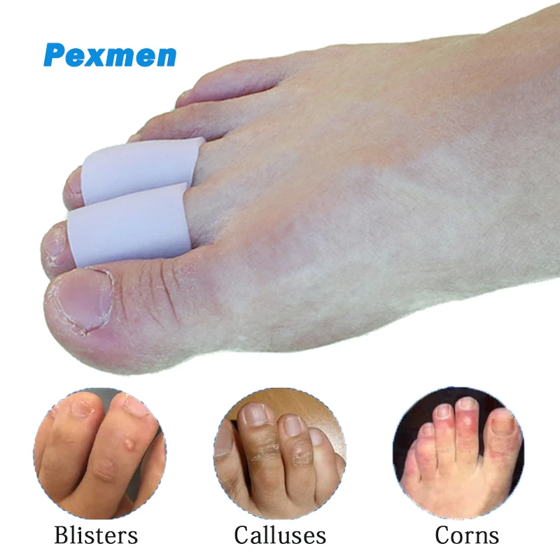 Pexmen 2/4Pcs Toe Sleeves Silicone Toe Protectors Toe Tube Pads for Hammer Toe Stubbed Toe Corns Calluses Protect